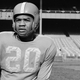 George Taliaferro (20) of the New York Yankees football team, is shown in New York, Nov. 2, 1950. Taliaferro was the first African-American to be drafted by an NFL team.